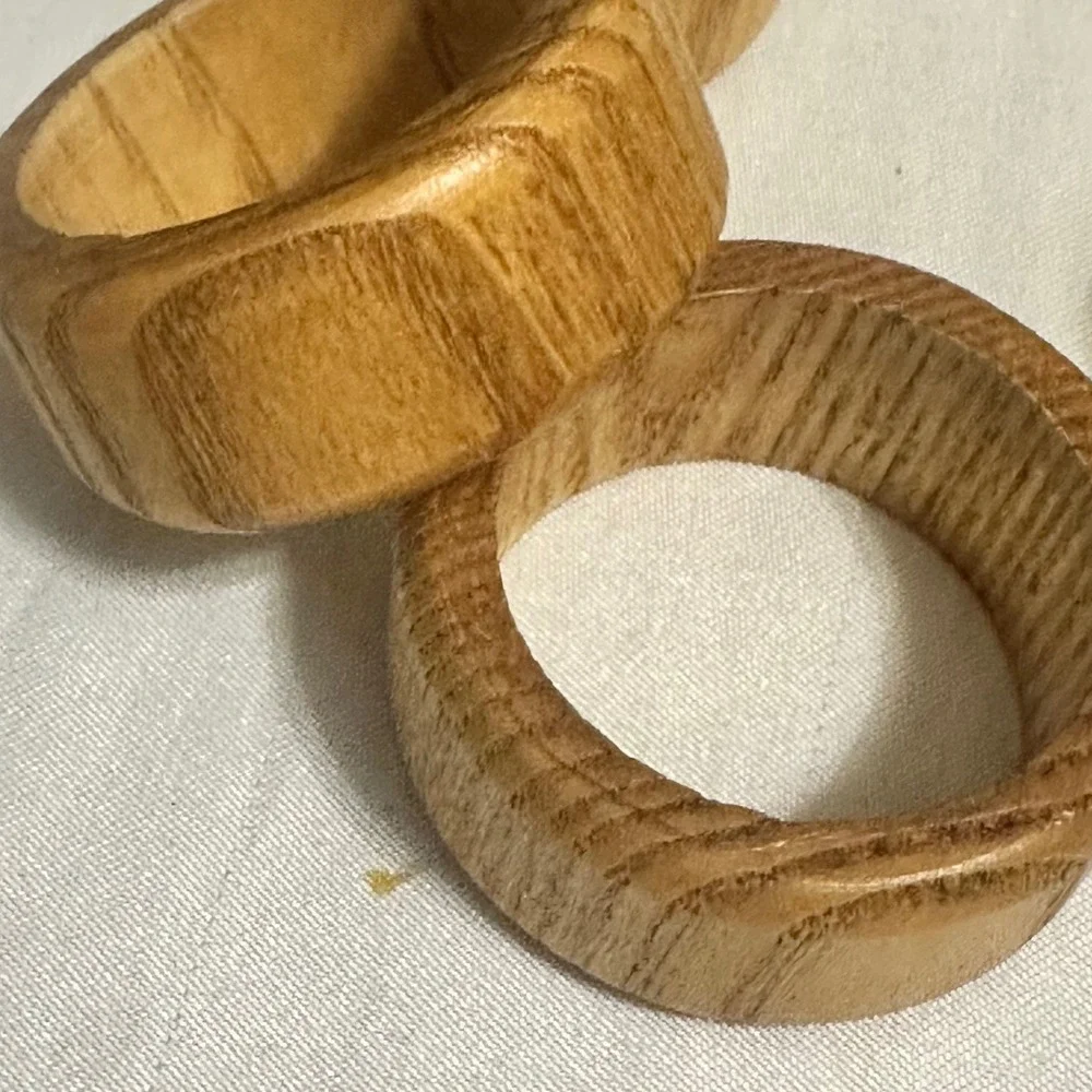 Unbranded Vntge Napkin Rings Brown Excellent Teak-Oak Wood Set of 6 Rustic Decor